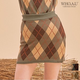 [후아유] 스티브 아가일 스웨터 스커트 (WHWKA4V61F-T)