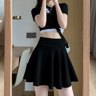 엠버디디스커트 양놀 골프 속바지 하이웨스트 A라인 플레어 미니 스커트