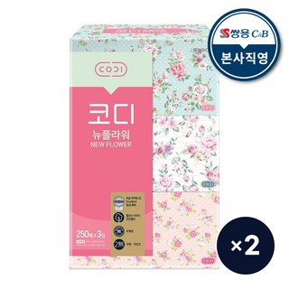 [코디] 뉴플라워 미용티슈 250매 x 3입 2팩