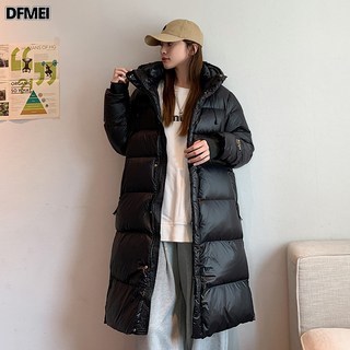 DFMEI 커플 블랙 골드 패딩 여중 롱 겨울 프리미엄 패딩에 도톰 후드 패딩