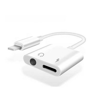 Aux 3.5mm 이어폰 8핀 충전잭 라이트닝 듀얼 변환 젠더 (J006-ip), 3.5mm+8핀 듀얼젠더-화이트, 1개