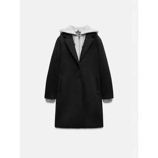 자라 여성 블랙 탈부착 후드 패치워크 코트 자켓 ZARA