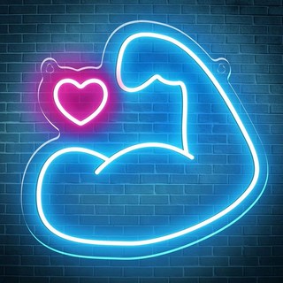 헬스장 네온사인 덤벨 이두 홈짐 체육관 2ea, 1개, 30x30cm 머슬 USB