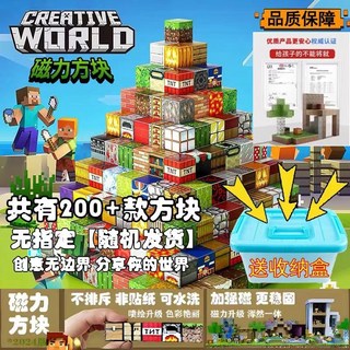 마인크래프트 자석 블록 마그네틱 자석 만들기 DIY 집짓기, 1세트, 200개 정사각형+피규어12개