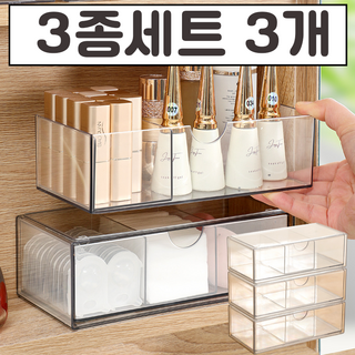 메이크라이프 아크릴 욕실 수납 정리함, 3개, 투명