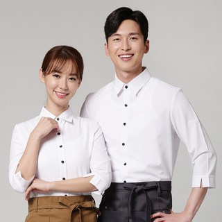 백색 스판 칠부셔츠 남녀공용