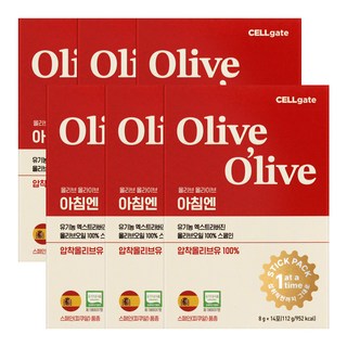 올리브 올라이브 아침엔 유기농 엑스트라버진 올리브오일 8gX14포X6개 100% 스페인 압착올리브유, 112g, 6개