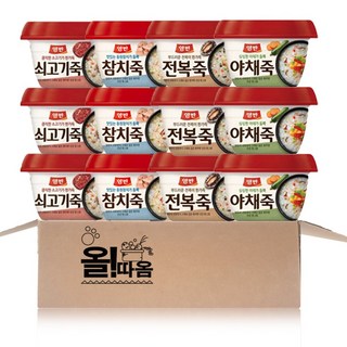 올따옴) 동원 용기죽 4종 기획세트 쇠고기3+야채3+참치3+전복3, 285g, 1세트