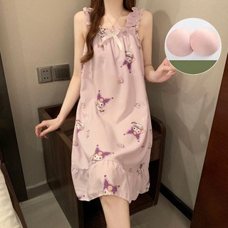 다나에 여름 캐릭터 헬로키티 포차코 브라 패드 슬립 나시원피스 잠옷 홈웨어+지아싱트레이드 머리끈