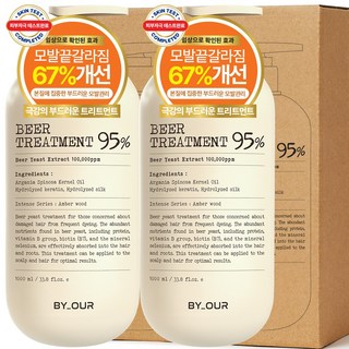 바이아우어 10만 PPM 단백질 맥주효모 헤어트리트먼트, 1L, 2개