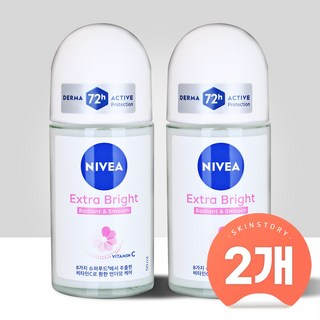 니베아 데오드란트 롤온 엑스트라 브라이트, 50ml, 2개
