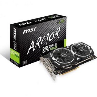 MSI 게이밍 지포스 GTX 1060 6GB GDRR5 192비트 HDCP 지원 DirectX 12 듀얼 팬 VR OC 그래픽 카드GTX ARMOR 6G