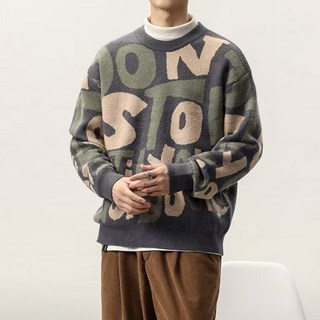 꽃소담 남자 빅사이즈 라운드넥 니트 오버핏 간절기 니트티
