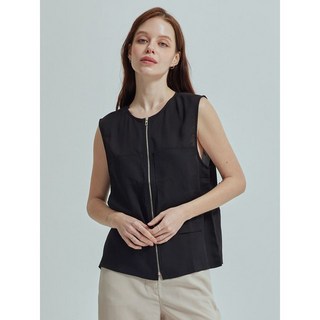 올리비아하슬러 블랙 허리스트링 지퍼 베스트 OHCMVT103