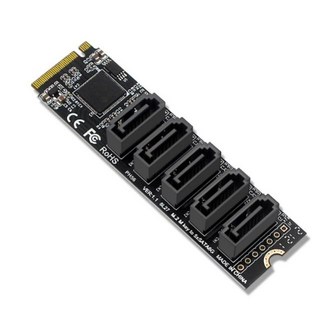 JMB585 칩 지원 하드 디스크 확장 어댑터 PCI-E-SATA 6G 5 포트 M.2 키 M 표준 컴퓨터 Ahci 모드, 1개