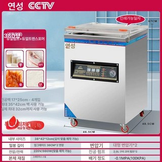 음식 진공 포장기 스킨포장 업소용 밀봉기 자동, 1개, 신형 380형 구리심 이중 펌프+이중