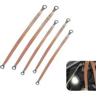 5 PCS 자동차 접지선 조합 세트 6mm² 8홀 구리 땋은 배전반 점퍼 접지 케이블 스트랩 엔진 안전 액세서리 대부분의 모델골드과 호환 가능, 5 PCS 자동차 접지선 조합 세트 6mm² 8홀 구