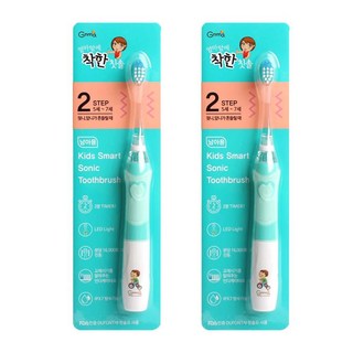 지앤마 엄마맘에 착한 유아 전동칫솔 2단계 남아용 2개, 1개입
