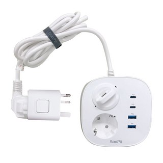 수피 65W USB 초고속 충전 4000W 2구 멀티탭 + 해외 여행 멀티 어댑터, 1세트