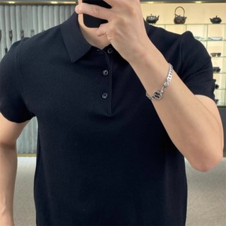 AOKADA 남성 반팔 니트 여름 카라 티셔츠