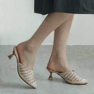 슈웨이 뾰족코 뮬 블로퍼 구두 7cm