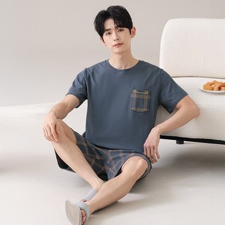 남성 잠옷 반팔+반바지 여름 파자마 오버사이즈 수면 실내복 홈웨어 상하세트