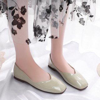 Beijie 여성용 에나멜 스퀘어토 플랫슈즈 심플 데일리 로퍼 봄신상 SF263