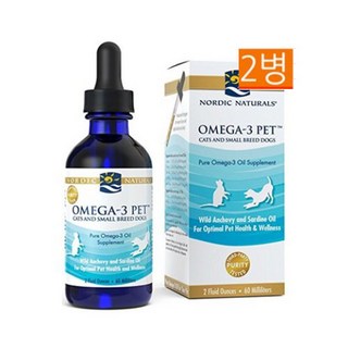 노르딕내츄럴스 오메가-3 펫 캣 앤 스몰 브리드 도그 60ml, 2개