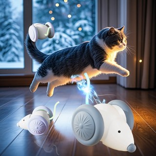 윈티크 고양이 불빛 스마트 야광 쥐잡기 장난감, 1개, 화이트
