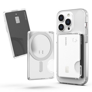 디버스 맥세이프 카드지갑 2장 수납 고자력 더블 클리어 카드포켓 케이스, CLEAR 투명, 1개