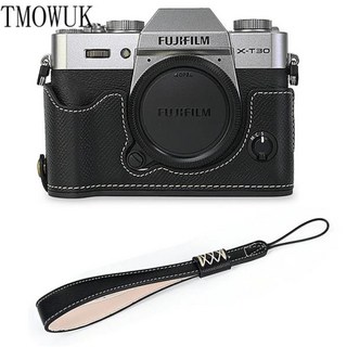 카메라 가죽 커버 호환 Fujifilm xt30 Fuji X-T30 xt30ii xt20 XT10 용 팜 프린트 PU 가죽 카메라 하프 바디 케이스 배터리 개방 하단 커버