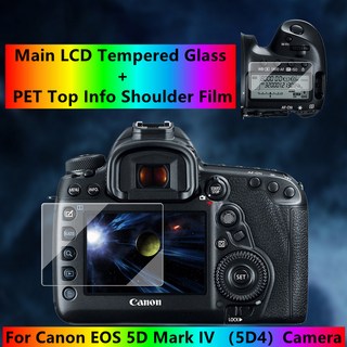 Canon EOS 5D Mark IV 카메라 자체 접착 5D4 스크린 강화 유리 메인 LCD + 상단 정보 어깨 스크린 보호기 커버 필름, 1 SET, 1개