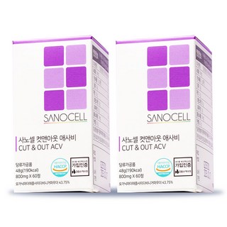 사노셀 컷앤아웃 애사비 (2병 120정) 4개월분 애플사이다비니거 유기산 초모, 60정, 2개