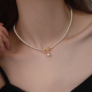 Fowod 14k 도금 여성 초커 진주 목걸이