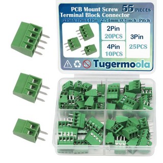 25PCS 2.54mm 0.1인치 피치 PCB 마운트 나사 단자 블록 커넥터 2핀 3핀 4핀 회로 기판 배선 OLA009 25, 55PCS KIT(2P3P4P)