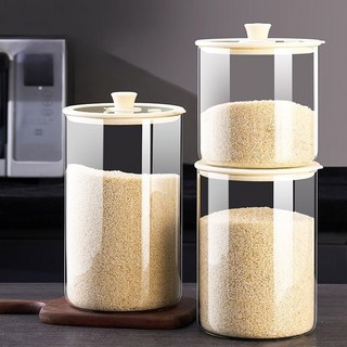 가정용 방충 쌀통 저장 5KG 보관함 유리진공쌀통 진공 5L 유리 주방 방습, ✅독자적 미세진공 공정 밀봉 방충✅, 1개
