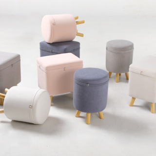 코지 패브릭 스툴의자 화장대 스툴 의자, 네이비, 사각형 화장대의자55cm