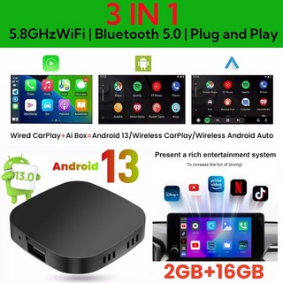 안드로이드 13 Carplay Ai Box 무선 자동 스마트 TV 박스 지능형 시스템 WIFI 지원 Netflix YouTube FOTA, 02 2GB 16GB, 1개