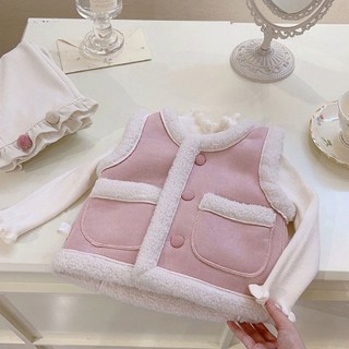 온리히얼 아기 무스탕 조끼