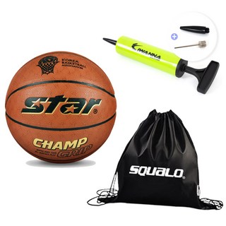 STAR 스타 농구공 챔프 그립 CHAMP GRIP BB4657, BB4657 + 스쿠알로 공가방 + 아이워너 펌프, 1개