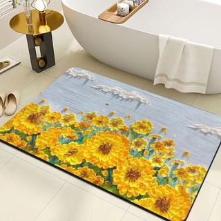 디씨네트워크 꽃반원형화이트 발매트