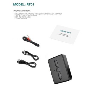 블루투스 5.0 오디오 수신기 송신기 400mah 3.5mm AUX 잭 RCA 음악 무선 어댑터 자동차 PC TV 용 마이크 핸즈프리 통화, [01] Black, [01] 블루투스 v5.0, 1개