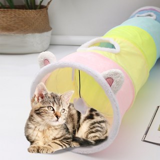 FIODAY 레인보우 고양이 터널 접이식 바스락 장난감 1개 혼합 상품 이미지