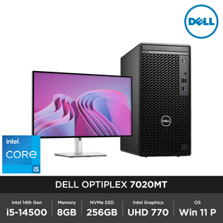 DELL 옵티플렉스 7020MT+U2723QE 모니터 패키지 i5-14500 8GB 256GB Win11P 14세대 데스크탑, D32M, WIN11 Pro, 블랙