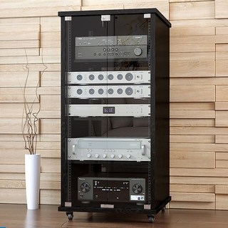 오디오 캐비닛 진열 선반 앰프 시청각 장비 랙 서랍장, 24U 유리 도어 캐비닛