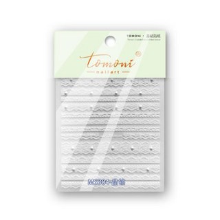 블랙 앤 화이트 레이스 스트라이프 네일 아트 스티커 디자인 진주 다이아몬드 보석 자체 접착 식 데칼 MS-3, [01] MS-304, 1개