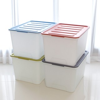 올리오 다용도 대형 대용량 플라스틱 리빙박스 옷 속옷 소품 서류 장난감 이불 트렁크 팬트리 수납함 정리함 수납박스 110L 2개, 블루
