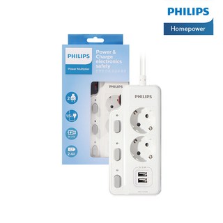 필립스 USB멀티탭 고용량 과부하차단 개별스위치, USB 2포트 2구, 1개, 화이트/USB 2구