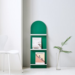 가구앤하우스 블랑 양면 HPL 실버 엣지 3단 매거진랙 책진열대 잡지꽂이 북선반, 그린
