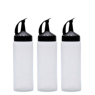 서온리 흐르지 않는 오일 소스 통 간장 병 드레싱 플라스틱 업소 용 튜브 용기, 3개, 175ml, 모던블랙
